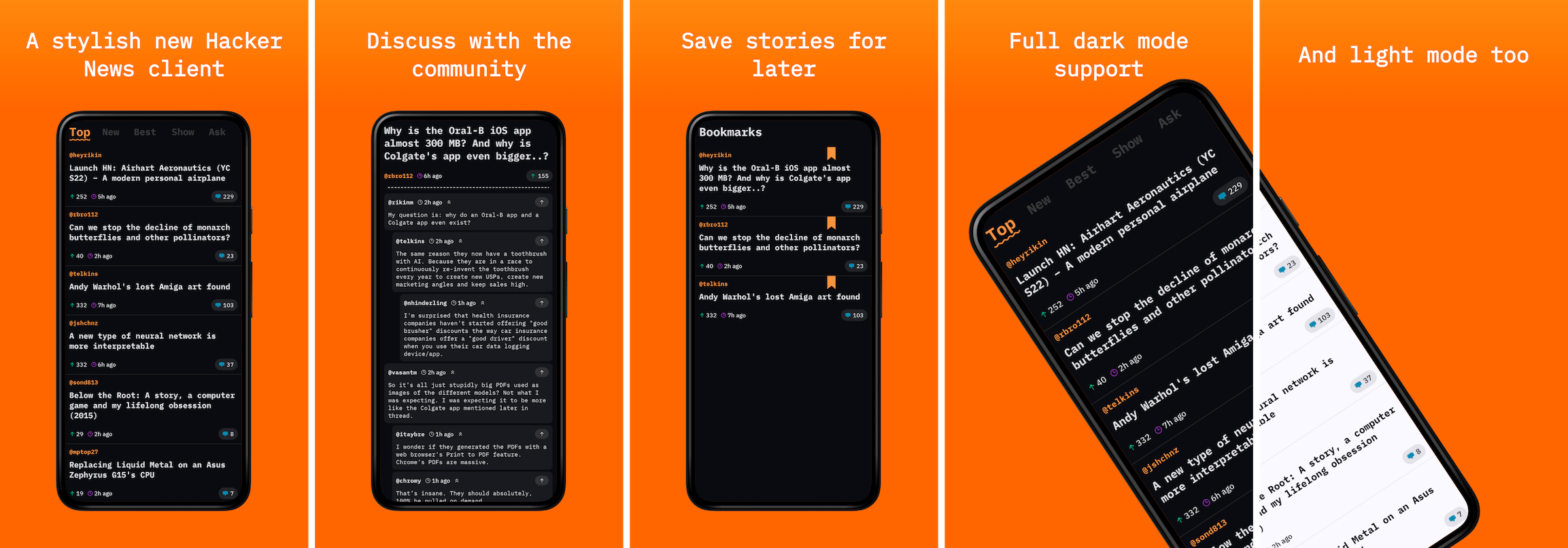 Hacker News Android App Screenshots